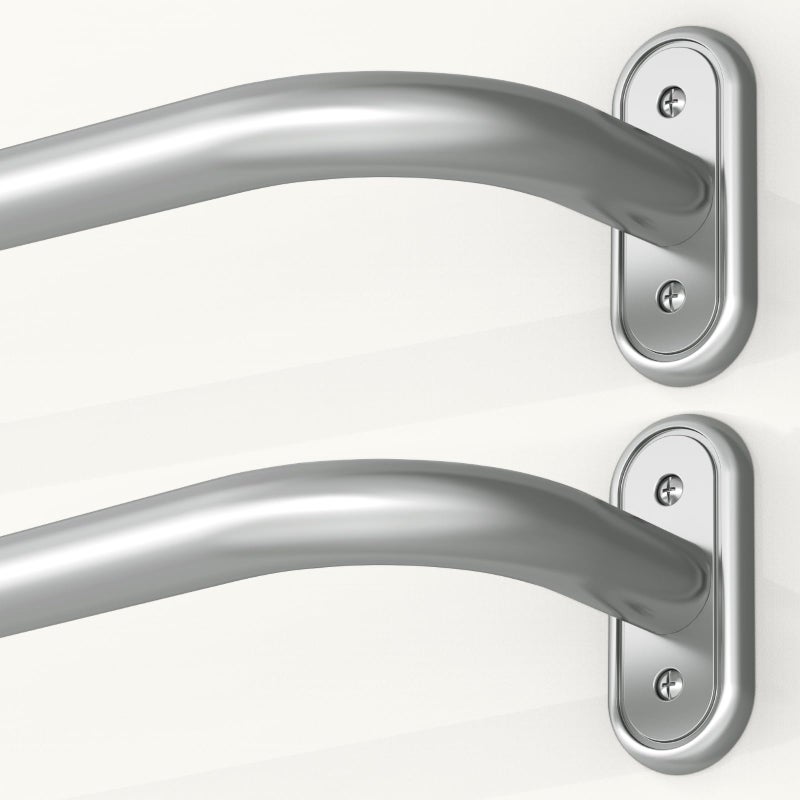 JRZOO 2 Pack Wrap Around Curtain Rods Silver, Blackout Heavy Duty Curtain Pole for Windows 28 to 48 Inch, 1"" Decorative Room Darkening Curved Modern Drapery Rod (Silver/Unique Design/All Matel) - Image 1